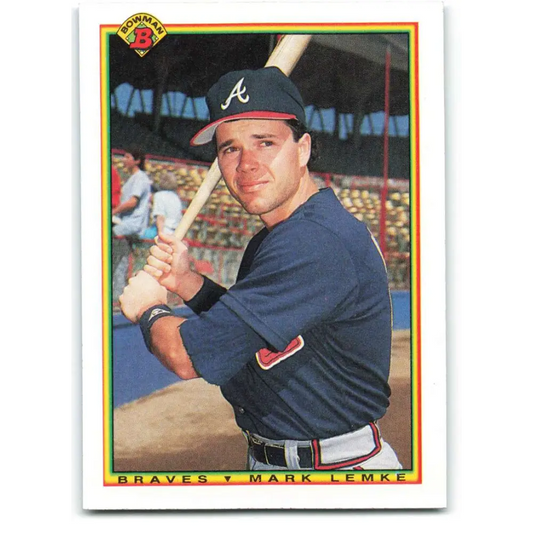 1990 Bowman #11 Mark Lemke NM-MT Atlanta Braves Baseball Card  Image 1