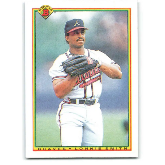 1990 Bowman #12 Lonnie Smith NM-MT Atlanta Braves Baseball Card  Image 1