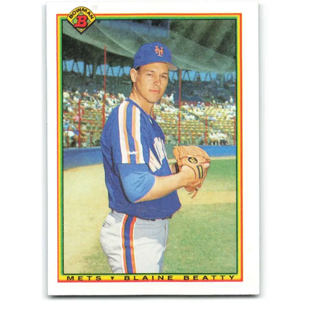 1990 Bowman #130 Blaine Beatty NM-MT RC Rookie New York Mets Baseball Card  Image 1