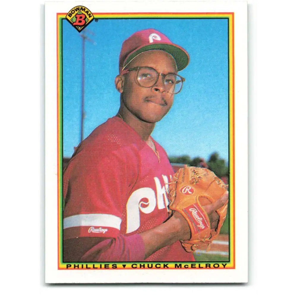 1990 Bowman #150 Chuck McElroy NM-MT RC Rookie Philadelphia Phillies Baseball Card  Image 1