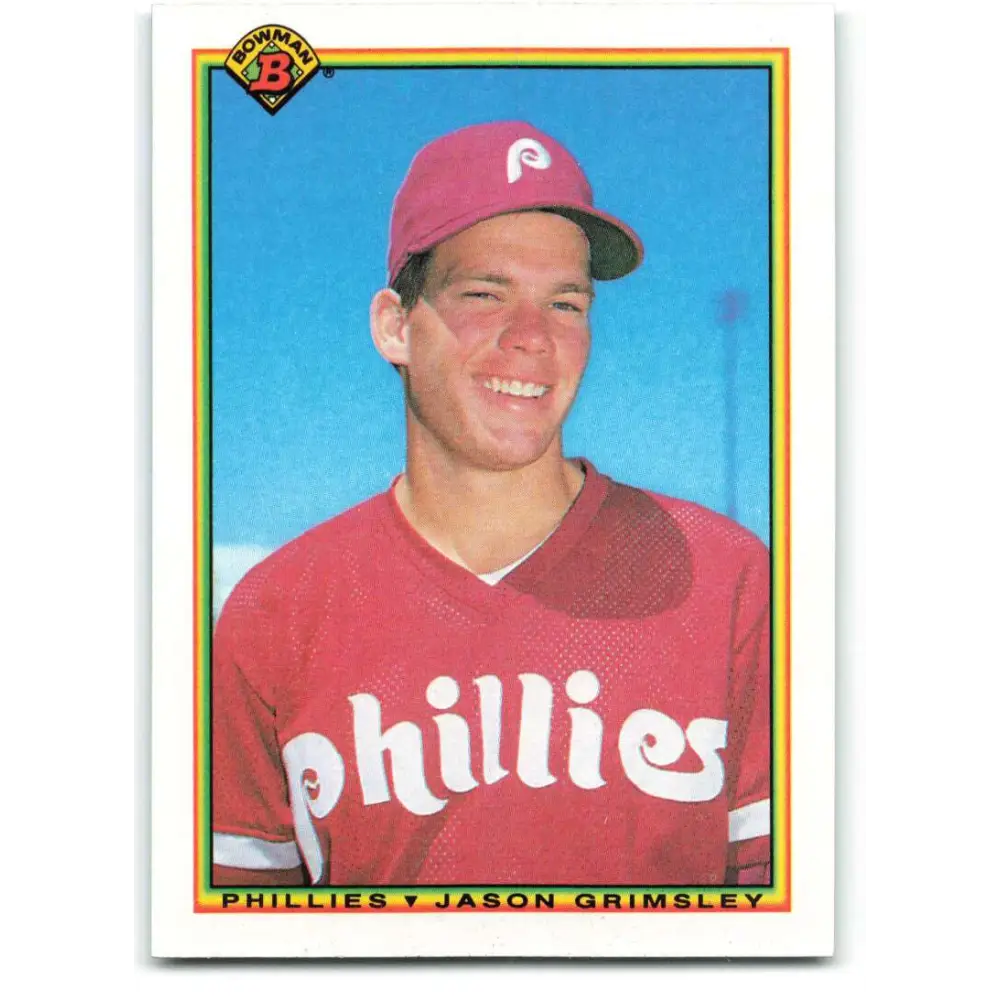 1990 Bowman #151 Jason Grimsley NM-MT RC Rookie Philadelphia Phillies Baseball Card  Image 1