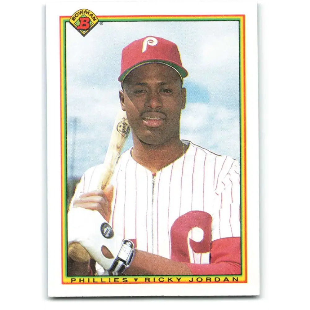 1990 Bowman #156 Ricky Jordan NM-MT Philadelphia Phillies Baseball Card  Image 1