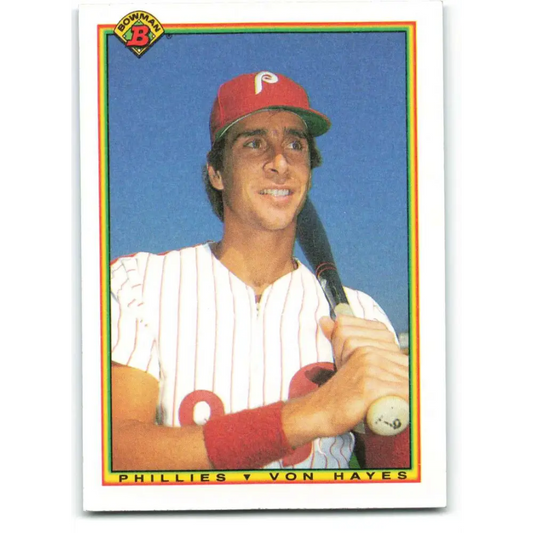 1990 Bowman #160 Von Hayes NM-MT Philadelphia Phillies Baseball Card  Image 1