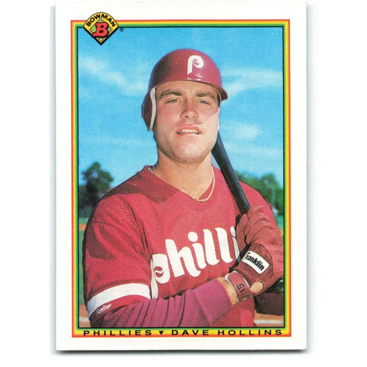 1990 Bowman #161 Dave Hollins NM-MT RC Rookie Philadelphia Phillies Baseball Card  Image 1