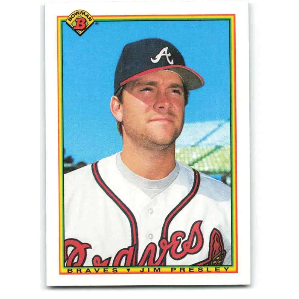 1990 Bowman #18 Jim Presley NM-MT Atlanta Braves Baseball Card  Image 1