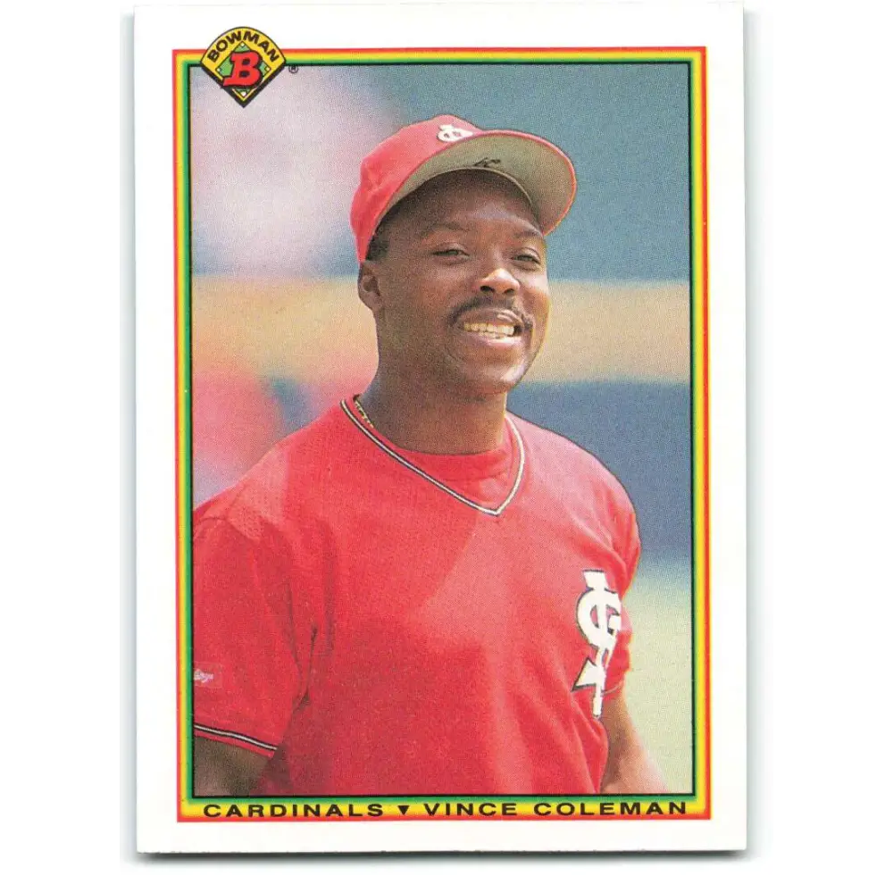 1990 Bowman #198 Vince Coleman NM-MT St. Louis Cardinals Baseball Card  Image 1