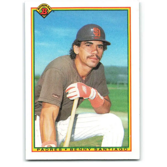 1990 Bowman #218 Benito Santiago NM-MT San Diego Padres Baseball Card  Image 1