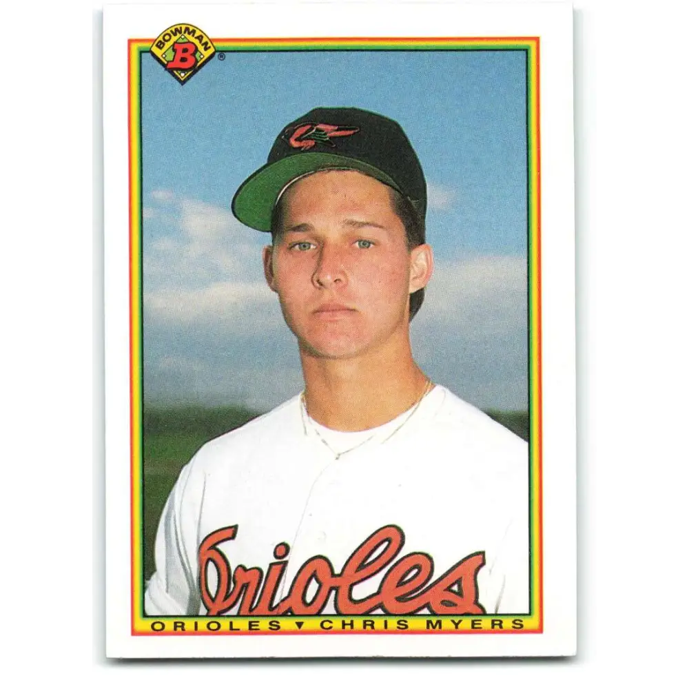 1990 Bowman #250 Chris Myers NM-MT RC Rookie Baltimore Orioles Baseball Card  Image 1