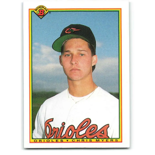 1990 Bowman #250 Chris Myers NM-MT RC Rookie Baltimore Orioles Baseball Card  Image 1