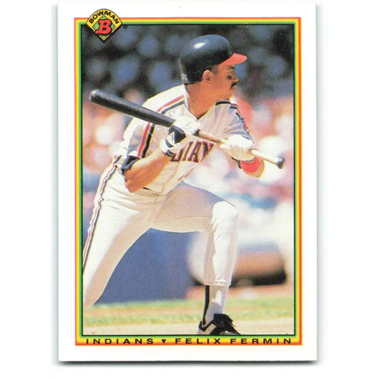 1990 Bowman #334 Felix Fermin NM-MT Cleveland Indians Baseball Card  Image 1