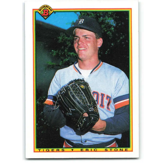 1990 Bowman #348 Eric Stone NM-MT RC Rookie Detroit Tigers Baseball Card  Image 1
