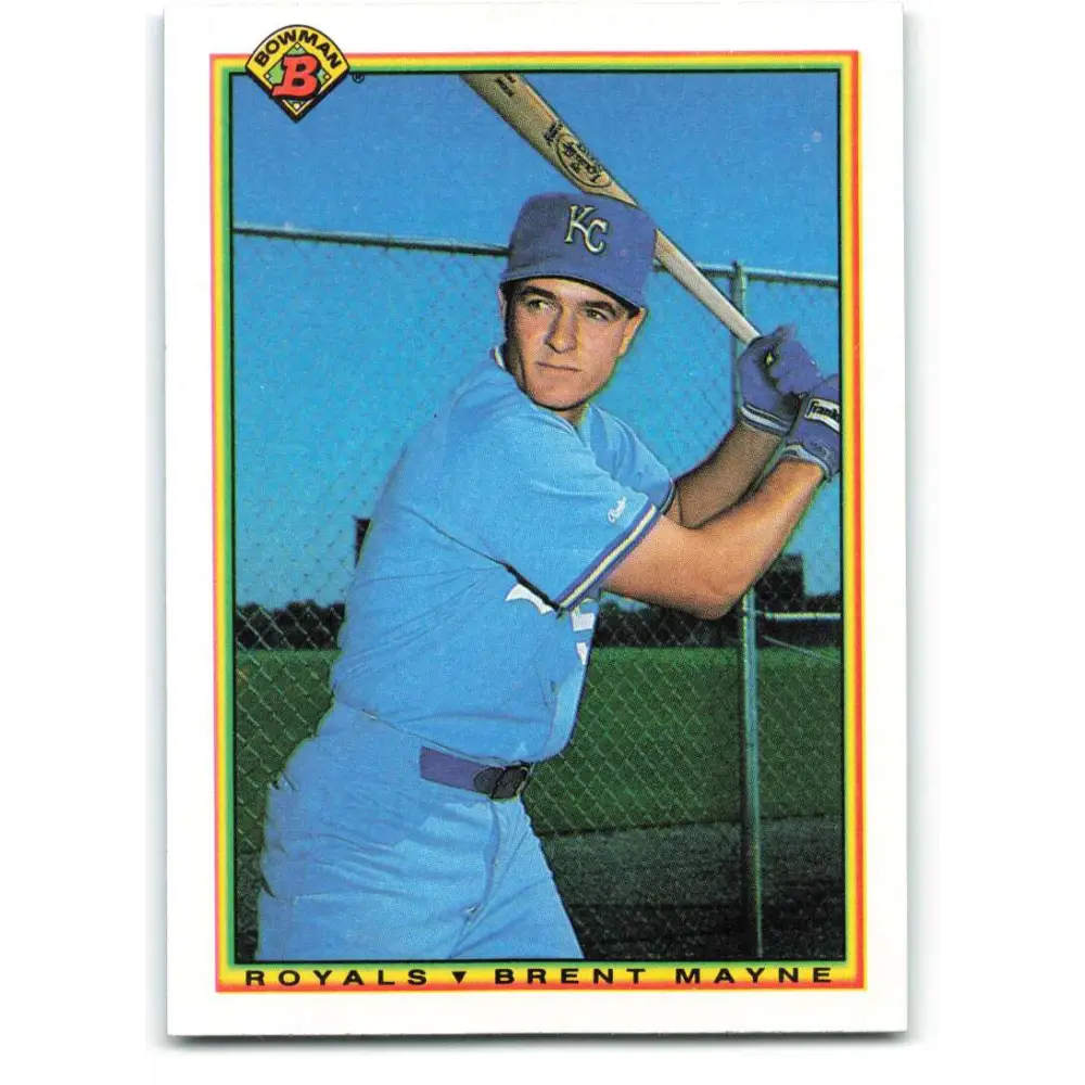 1990 Bowman #372 Brent Mayne NM-MT RC Rookie Kansas City Royals Baseball Card  Image 1