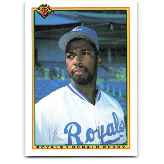 1990 Bowman #383 Gerald Perry NM-MT Kansas City Royals Baseball Card  Image 1