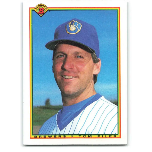 1990 Bowman #385 Tom Filer NM-MT Milwaukee Brewers Baseball Card  Image 1