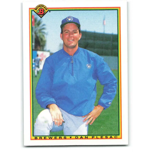 1990 Bowman #386 Dan Plesac NM-MT Milwaukee Brewers Baseball Card  Image 1