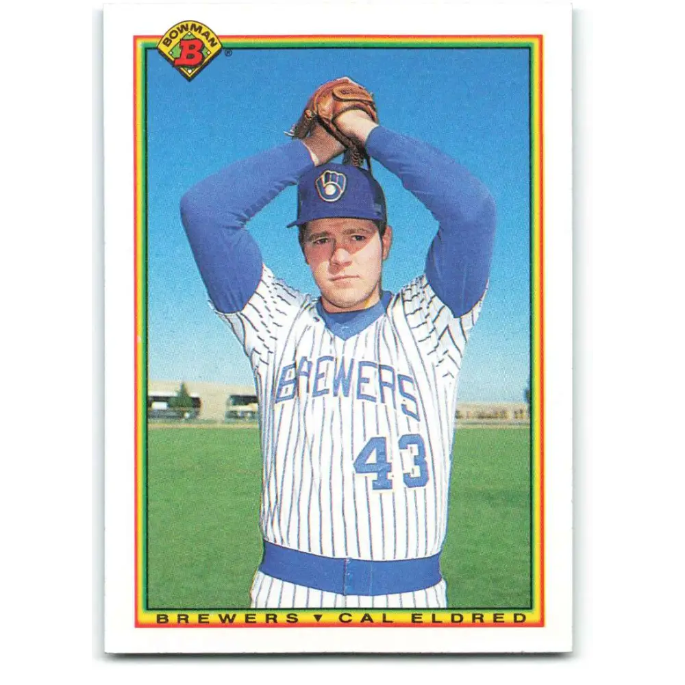 1990 Bowman #387 Cal Eldred NM-MT RC Rookie Milwaukee Brewers Baseball Card  Image 1