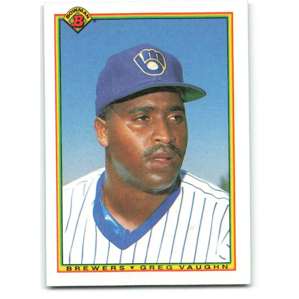 1990 Bowman #396 Greg Vaughn NM-MT Milwaukee Brewers Baseball Card  Image 1