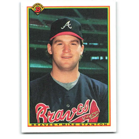 1990 Bowman #4 Mike Stanton NM-MT RC Rookie Atlanta Braves Baseball Card  Image 1