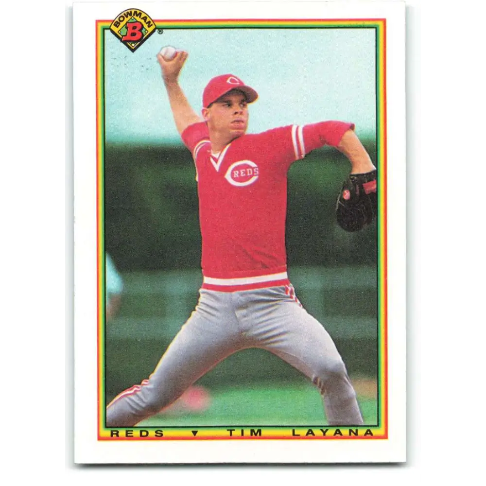 1990 Bowman #41 Tim Layana NM-MT RC Rookie Cincinnati Reds Baseball Card  Image 1