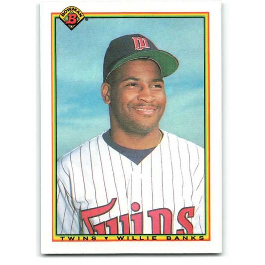1990 Bowman #411 Willie Banks NM-MT RC Rookie Minnesota Twins Baseball Card  Image 1