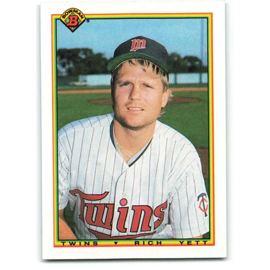 1990 Bowman #412 Rich Yett NM-MT Minnesota Twins Baseball Card  Image 1