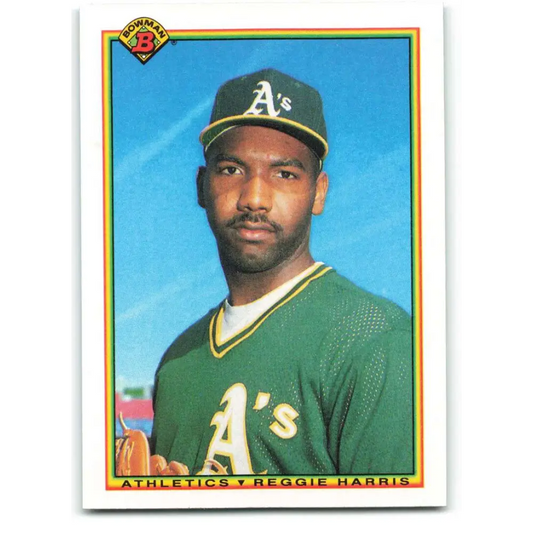 1990 Bowman #446 Reggie Harris NM-MT RC Rookie Oakland Athletics Baseball Card  Image 1