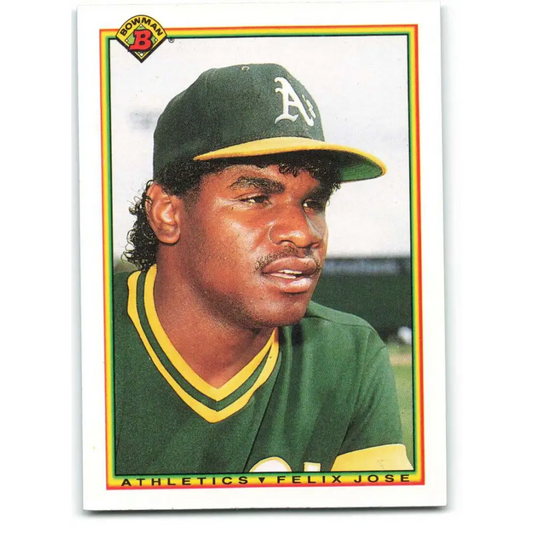 1990 Bowman #455 Felix Jose NM-MT Oakland Athletics Baseball Card  Image 1
