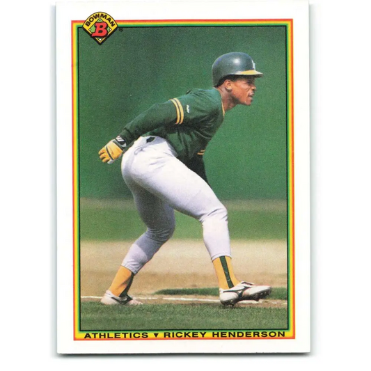 1990 Bowman #457 Rickey Henderson NM-MT Oakland Athletics Baseball Card  Image 1