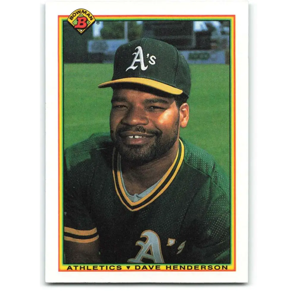 1990 Bowman #458 Dave Henderson NM-MT Oakland Athletics Baseball Card  Image 1