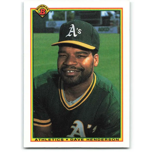 1990 Bowman #458 Dave Henderson NM-MT Oakland Athletics Baseball Card  Image 1