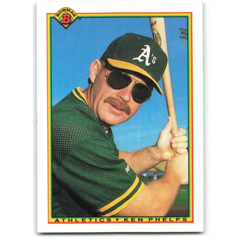 1990 Bowman #462 Ken Phelps NM-MT Oakland Athletics Baseball Card  Image 1