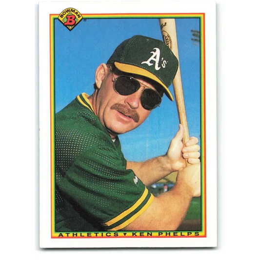 1990 Bowman #462 Ken Phelps NM-MT Oakland Athletics Baseball Card  Image 1