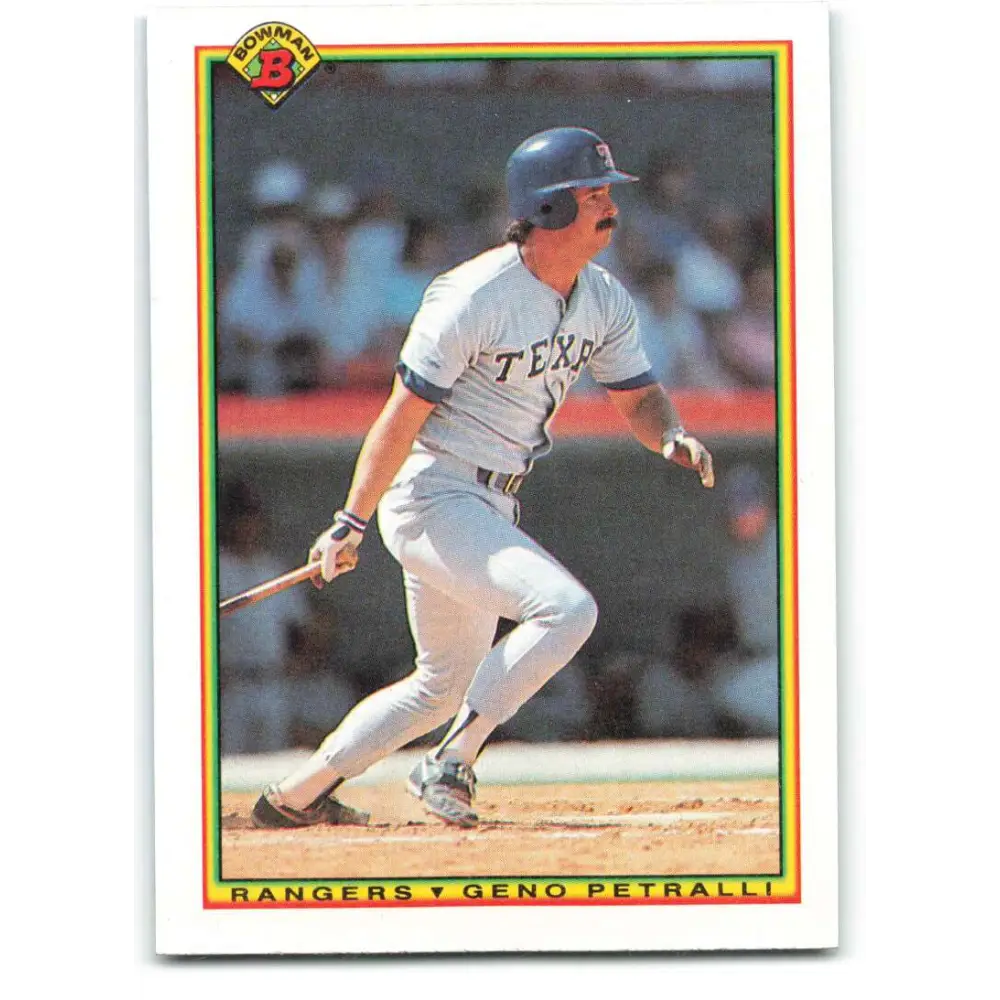 1990 Bowman #495 Geno Petralli NM-MT Texas Rangers Baseball Card  Image 1