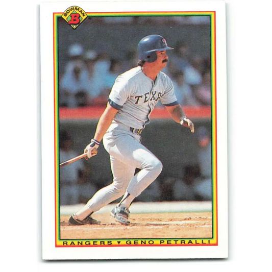 1990 Bowman #495 Geno Petralli NM-MT Texas Rangers Baseball Card  Image 1