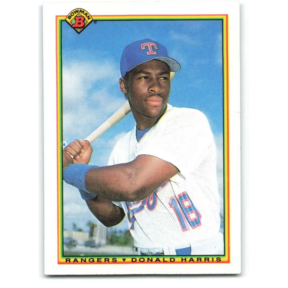 1990 Bowman #499 Donald Harris NM-MT RC Rookie Texas Rangers Baseball Card  Image 1