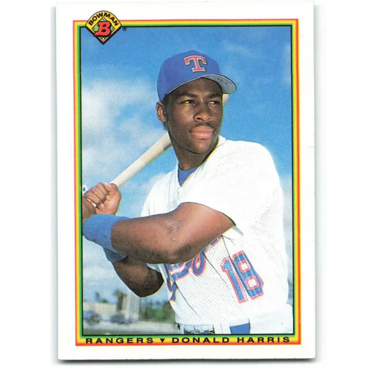 1990 Bowman #499 Donald Harris NM-MT RC Rookie Texas Rangers Baseball Card  Image 1