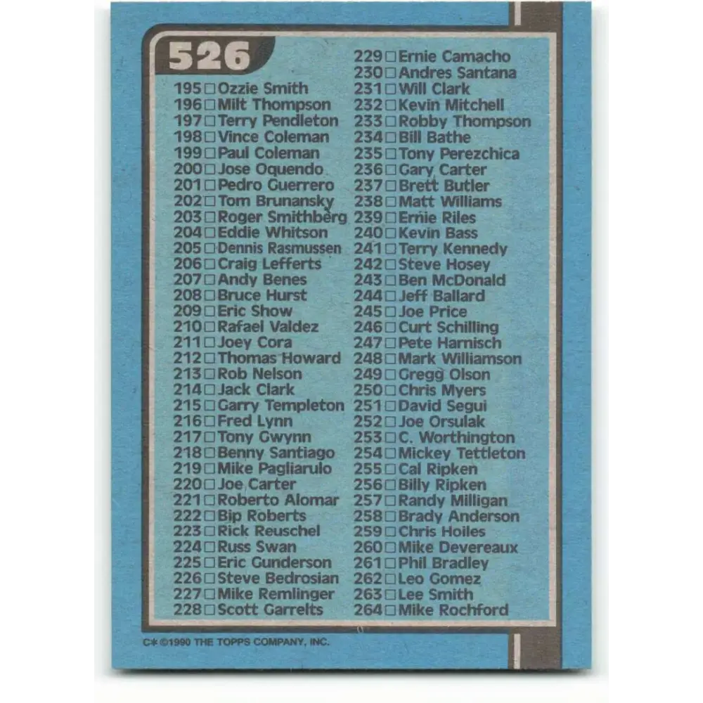 1990 Bowman #526 Checklist 133-264 NM-MT Checklist Baseball Card  Image 2