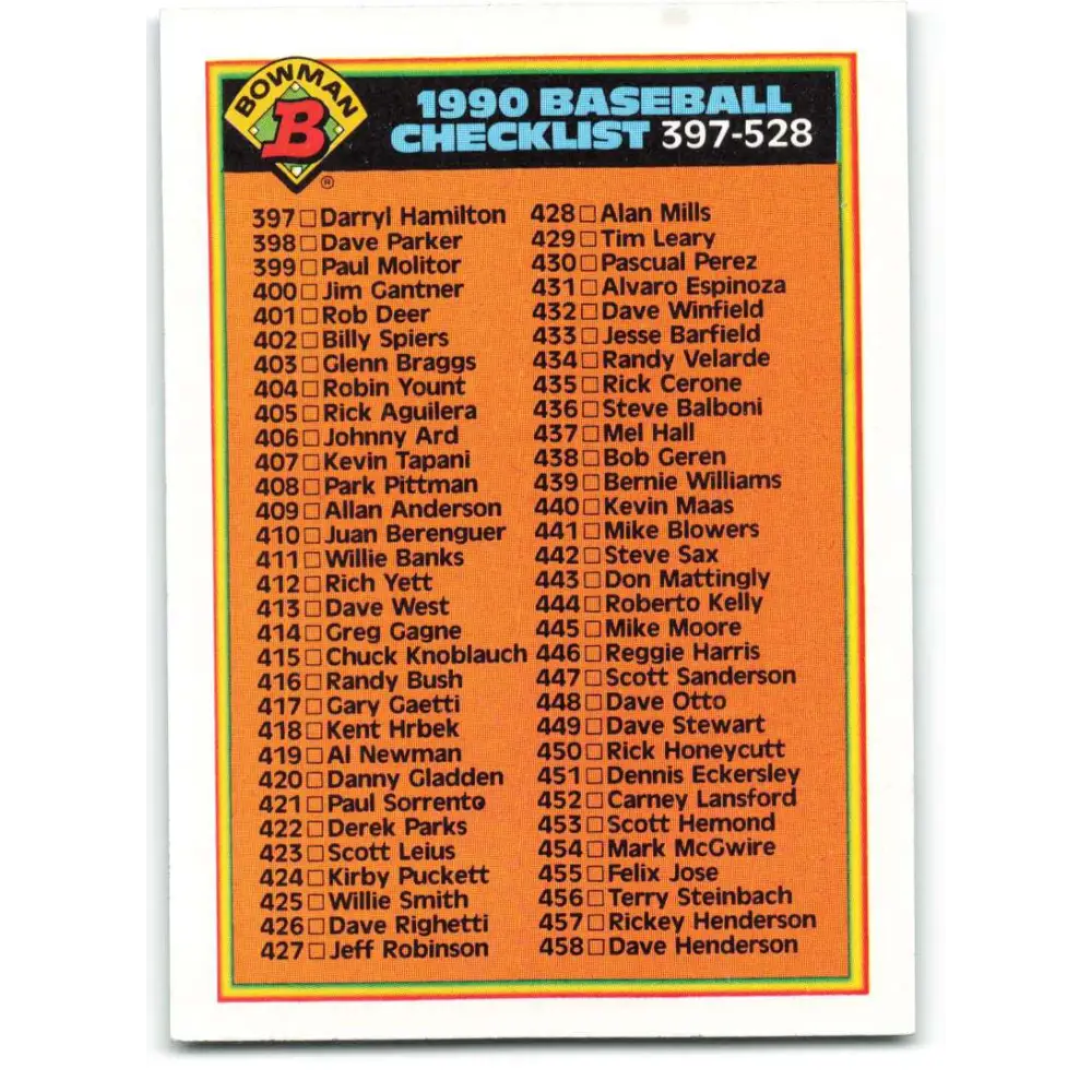 1990 Bowman #528 Checklist 397-528 NM-MT Checklist Baseball Card  Image 1
