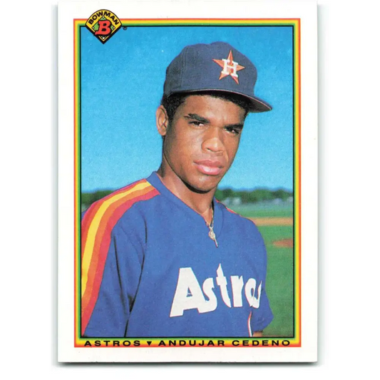 1990 Bowman #77 Andujar Cedeno NM-MT RC Rookie Houston Astros Baseball Card  Image 1