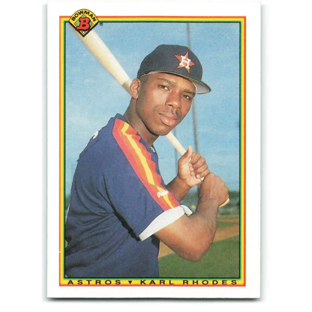 1990 Bowman #79 Karl Rhodes NM-MT RC Rookie Houston Astros Baseball Card  Image 1