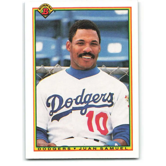1990 Bowman #91 Juan Samuel NM-MT Los Angeles Dodgers Baseball Card  Image 1