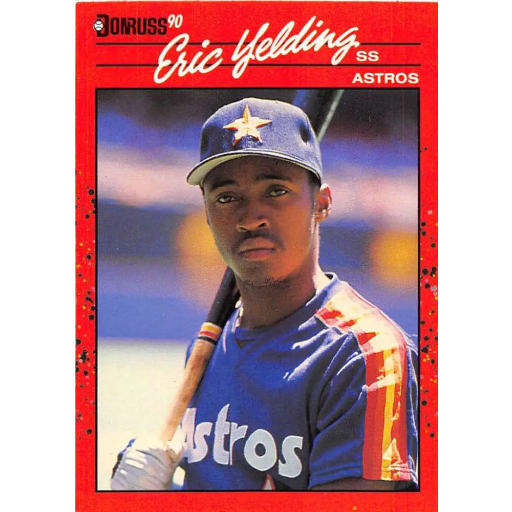 1990 Donruss #123 Eric Yelding VG-EX RC Rookie Houston Astros Baseball Card Image 1