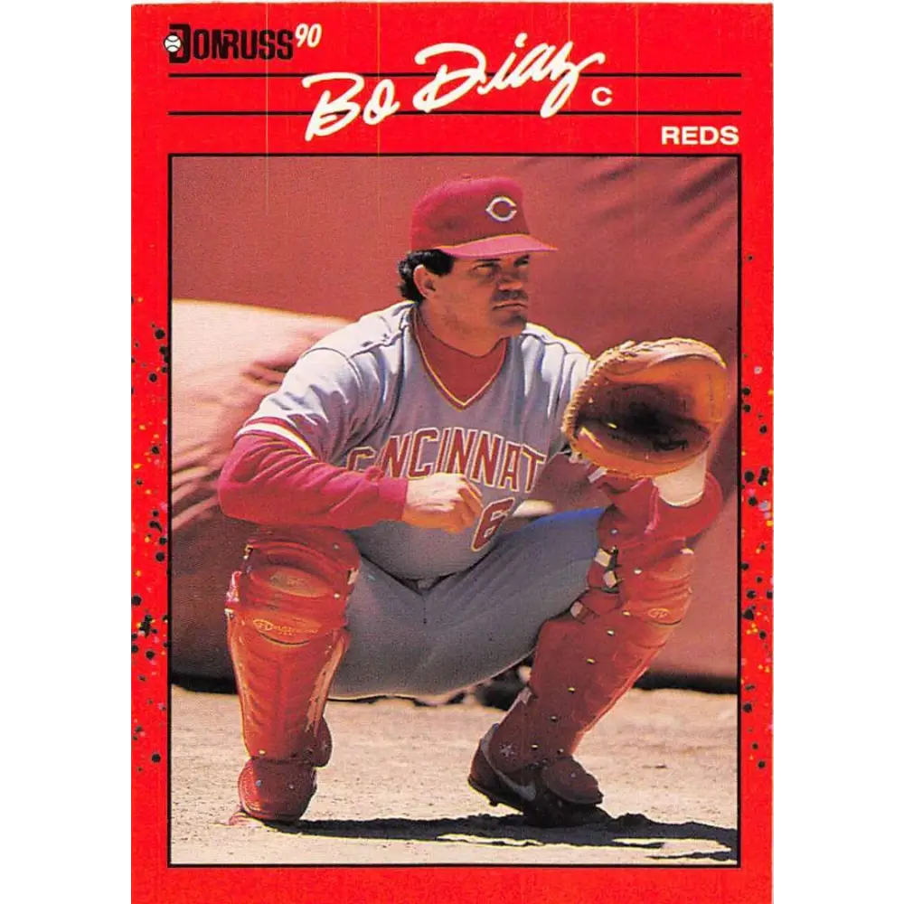 1990 Donruss #139 Bo Diaz VG-EX Cincinnati Reds Baseball Card Image 1