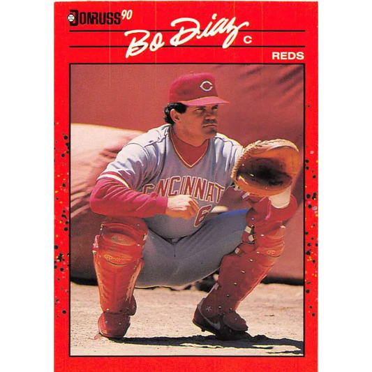 1990 Donruss #139 Bo Diaz VG-EX Cincinnati Reds Baseball Card Image 1