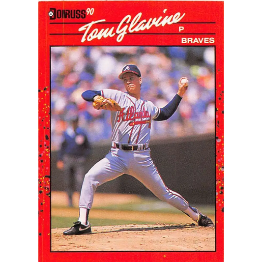 1990 Donruss #145 Tom Glavine VG-EX Atlanta Braves Baseball Card Image 1