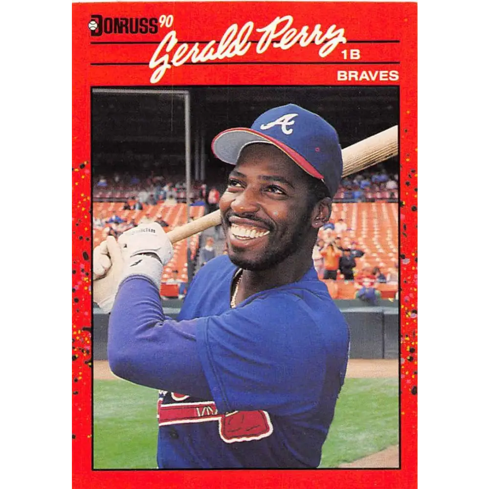 1990 Donruss #153 Gerald Perry VG-EX Atlanta Braves Baseball Card Image 1