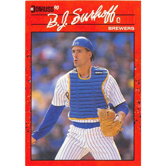 1990 Donruss #173 B.J. Surhoff VG-EX Milwaukee Brewers Baseball Card Image 1