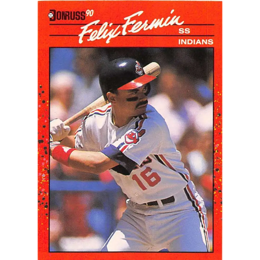 1990 Donruss #191 Felix Fermin VG-EX Cleveland Indians Baseball Card Image 1