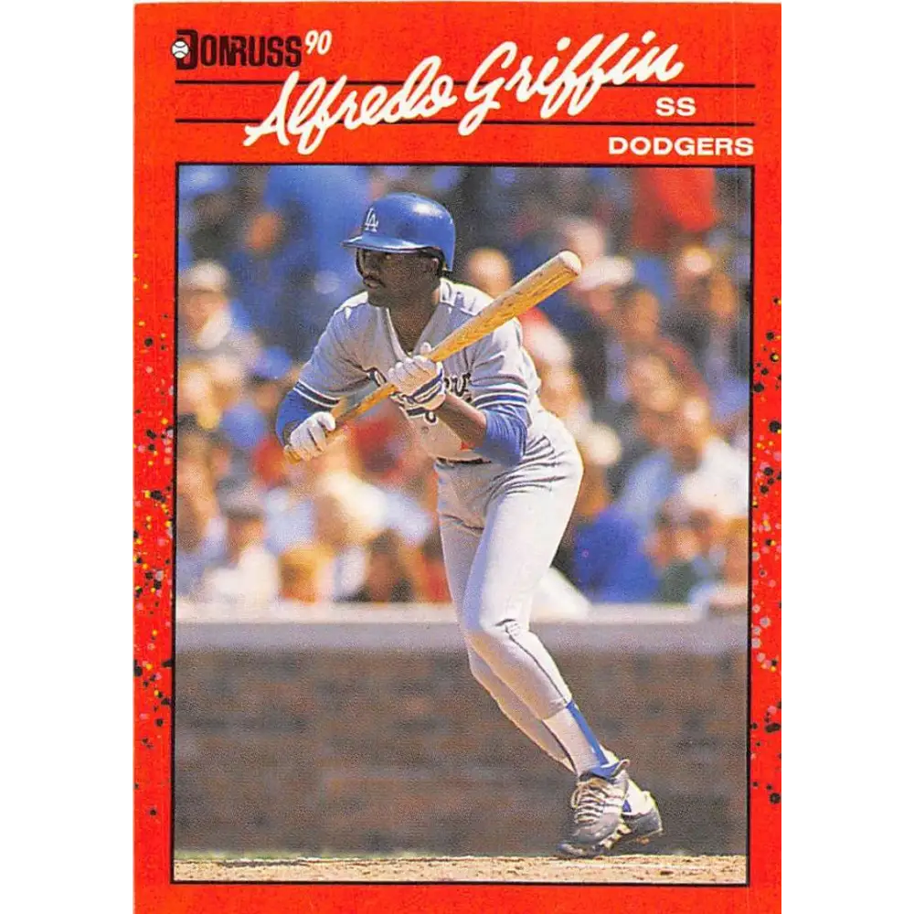 1990 Donruss #195 Alfredo Griffin VG-EX Los Angeles Dodgers Baseball Card Image 1