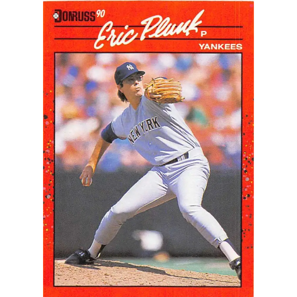 1990 Donruss #196 Eric Plunk VG-EX New York Yankees Baseball Card Image 1